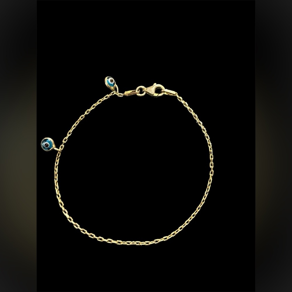 Vintage gold plated 925 silver evil eye bracelet